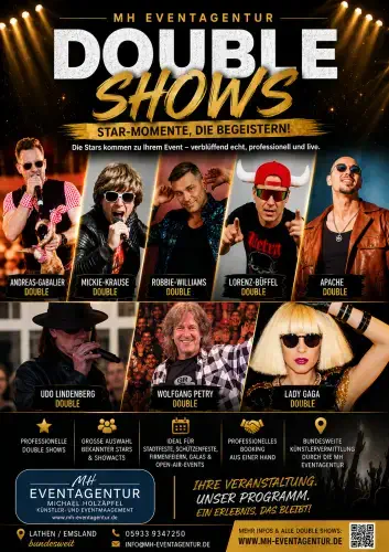 Spektakuläre Double Show und Tribute Live-Performance, buchbar über die MH Eventagentur für Events im Emsland und bundesweit.
