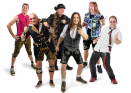 Die Oktoberfest-Band Münchner Zwietracht bei einem Live-Auftritt auf einer Bühne. Jetzt buchen bei der MH Eventagentur